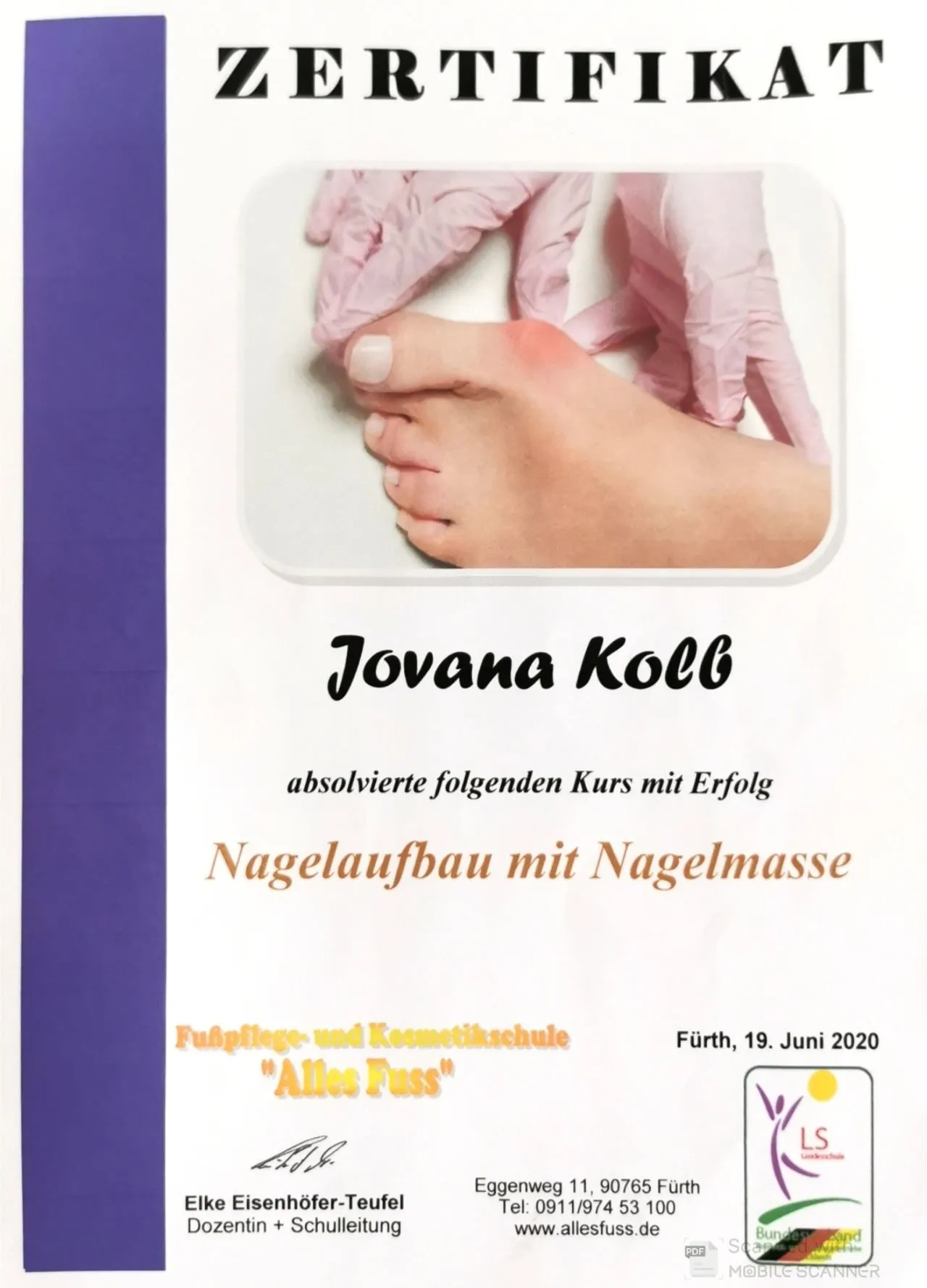 Mobile Fachfusspflege - Zertifikat